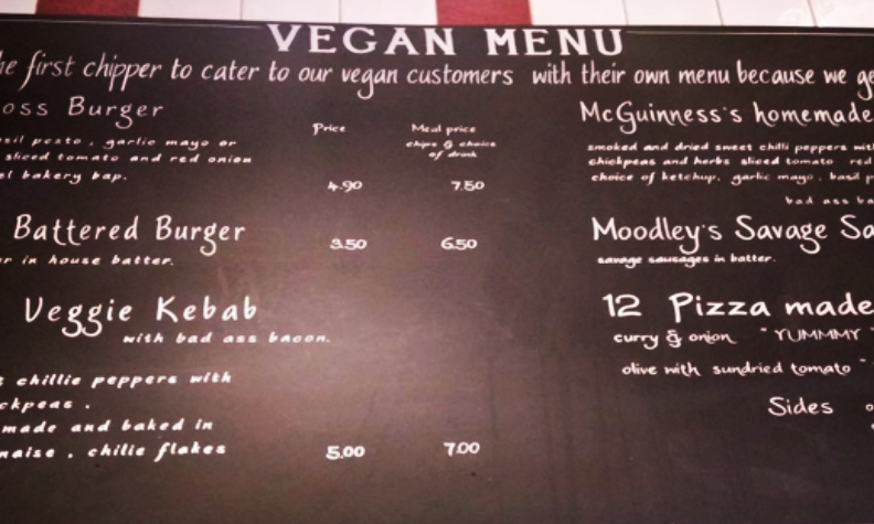 The Irish Chipper with the Vegan Menu